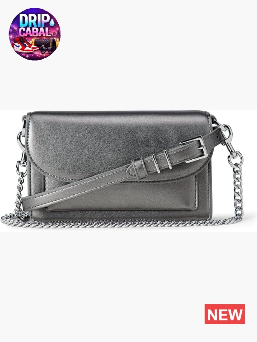 Convertible Crossbody Clutch Bag with Interchangeable Straps - Faux Leather